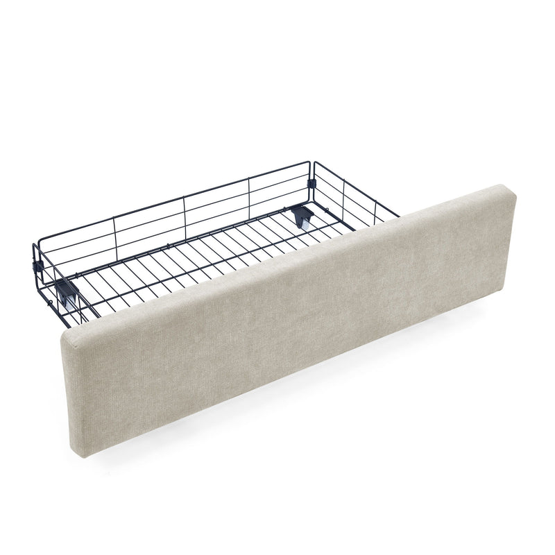 Modern Cushioned Bed Frame With Headboard And Drawers