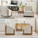 Modern Chenille Upholstered Armchair With Wooden Side Frame