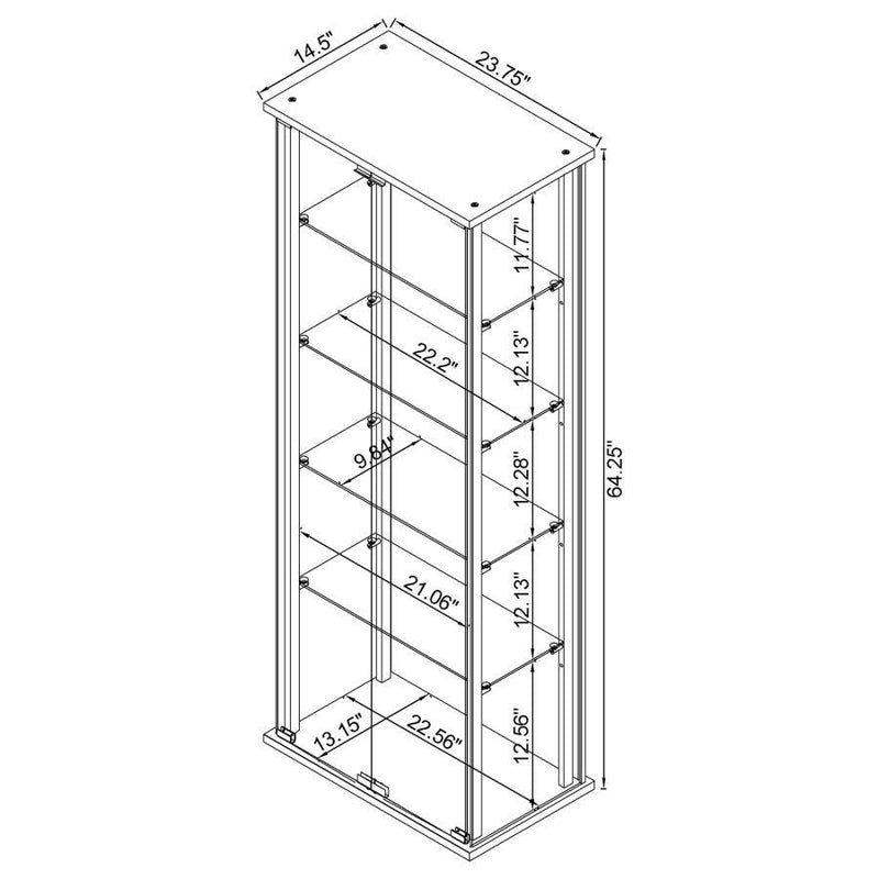 Delphinium - 5-Shelf Glass Curio Cabinet - Black And Clear