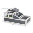 Luxury 3 Room Wooden Tortoise House Habitat With Turf Balcony & 2 Stories - Gray / White