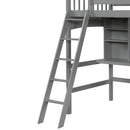 Loft Bed With Storage Shelves, Desk And Ladder