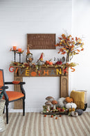 Sitting Gnome With Maple Leaf On Hat, For Holiday Harvest Festival Fall Festival & Thanksgiving Table Decorations (Set of 2) - Orange Multi