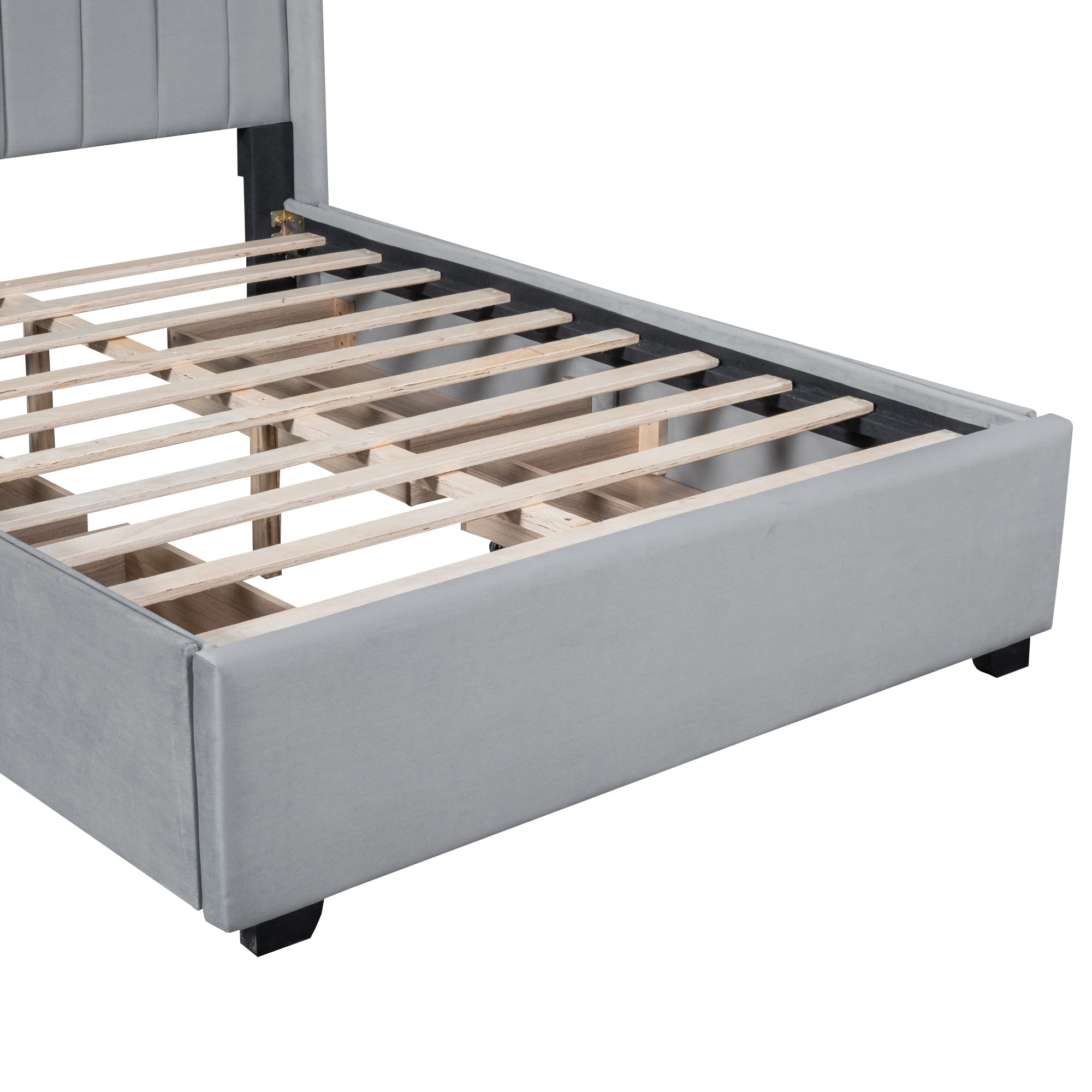 Full Size Upholstered Bed with 4 Drawers, Gray - Atlantic Fine Furniture Melbourne FL