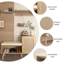 2 In 1 Shoe Storage Bench With Adjustable Shelves - Antique Natural / Rattan