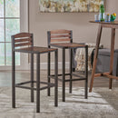 Outdoor Barstool With Slat Panel Design (Set of 2) - Dark Brown