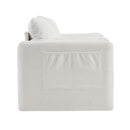 Modern Loveseat Sofa 2 Seater Plush Chenille Fabric Couch With High Density Foam Cushions - Ivory White