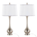Cairo - Contemporary Table Lamp (Set of 2) - Nickel / White / Silver Trim