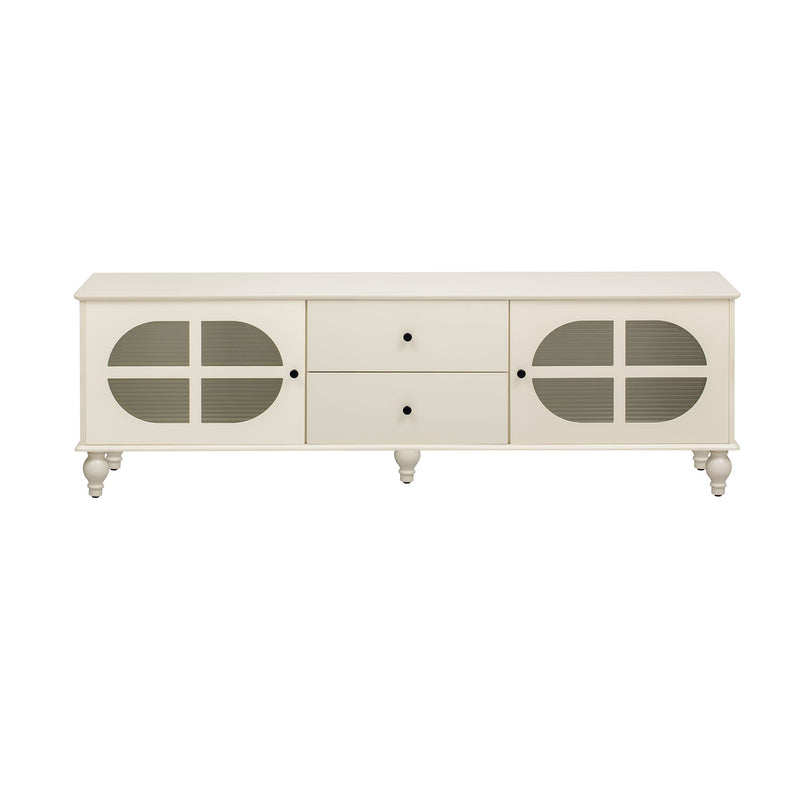 Modern TV Stand For TVs Up To 75" With Fluted Glass Doors