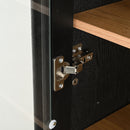 Vintage Display Cabinet With Double Glass Doors, Traditional Style For Collectibles, Ash Wood Veneer, 73.25" Tall - Black / Natural