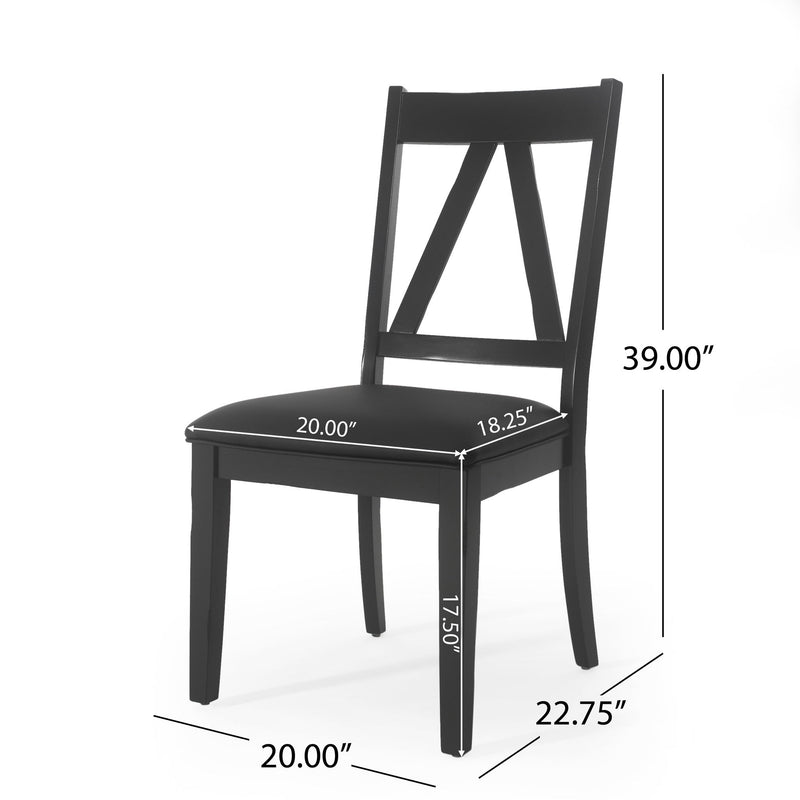 Farmhouse Style Dining Chair With Upholstered Seating - Black