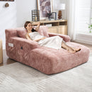 Chenille Interior Lazy Sofa Chaise Longue Armchair With 3 Pillows And Armrests