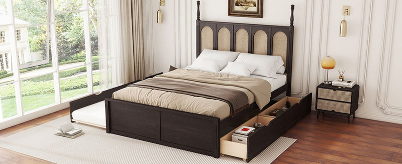 Platform Bed With With 2 Big Drawers With Trundle