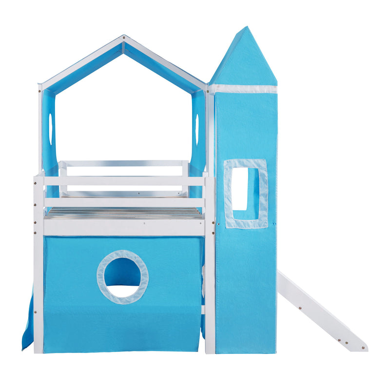 Loft Bed With Slide Tent And Tower