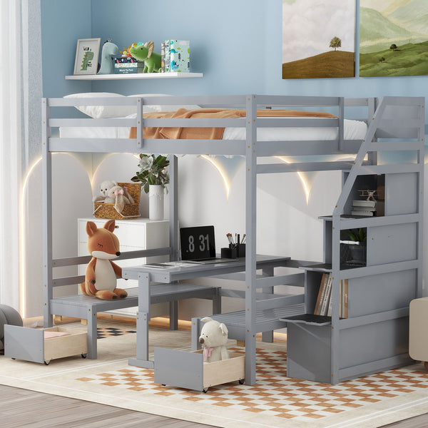 Bunk With Staircase, The Down Bed Can Be Convertible To Seats And Table Set