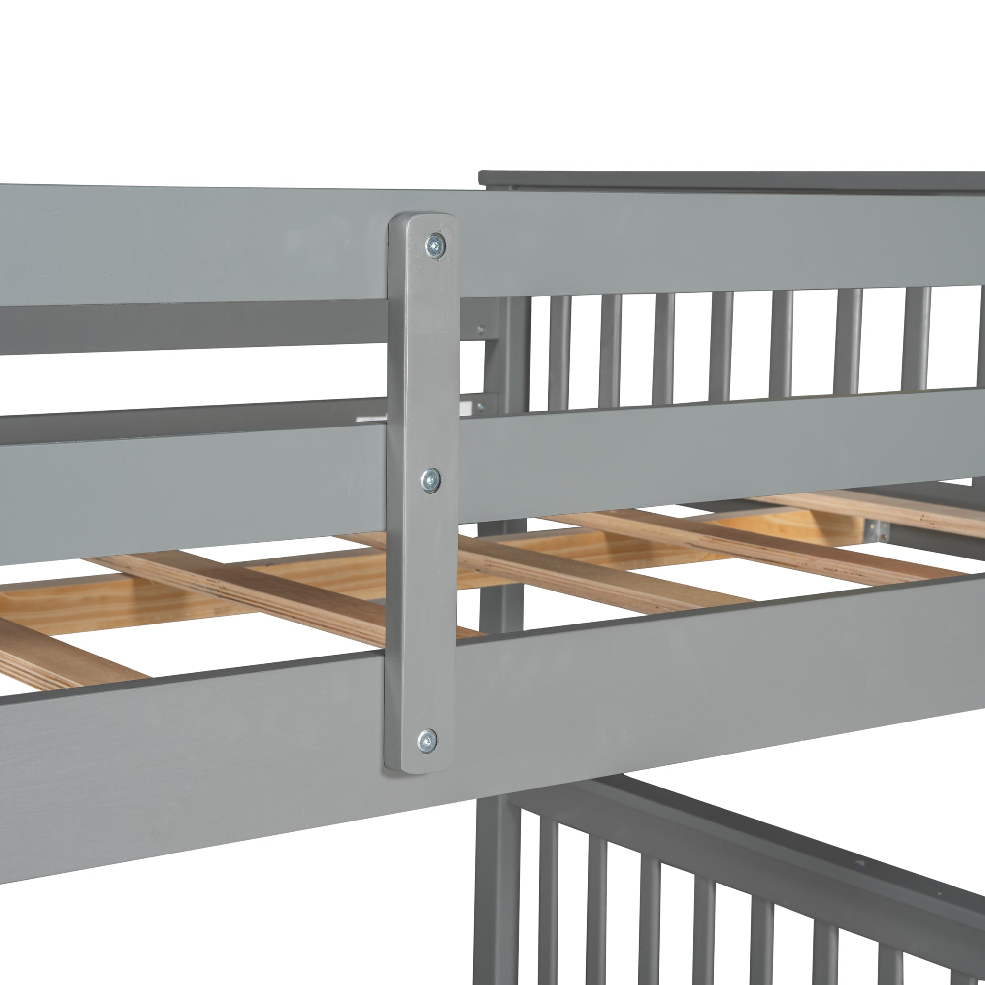 Full-Over-Full Bunk Bed with Ladders and Two Storage Drawers (Gray)(OLD SKU:LT000365AAE) - Atlantic Fine Furniture Melbourne FL