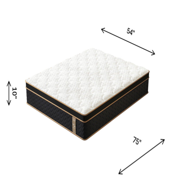 10" Full Plush Hybrid Mattresses With Gel Memory Foam, Individual Pocket Spring Motion Isolation Edge Support - White / Black
