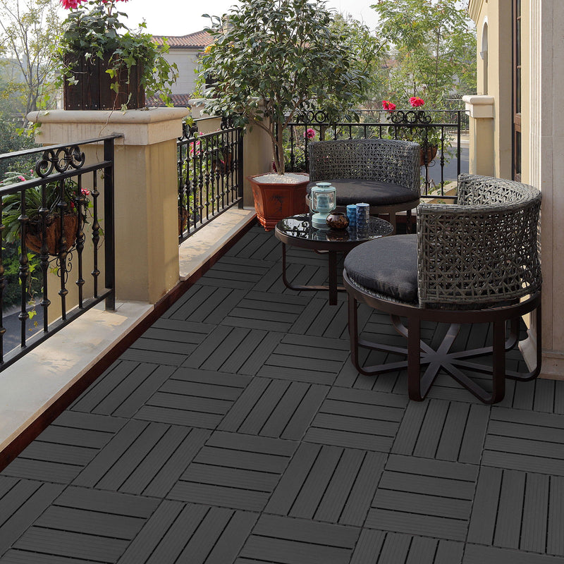 Plastic Interlocking Deck Tiles, Patio Flooring Outdoor Waterproof All Weather Use