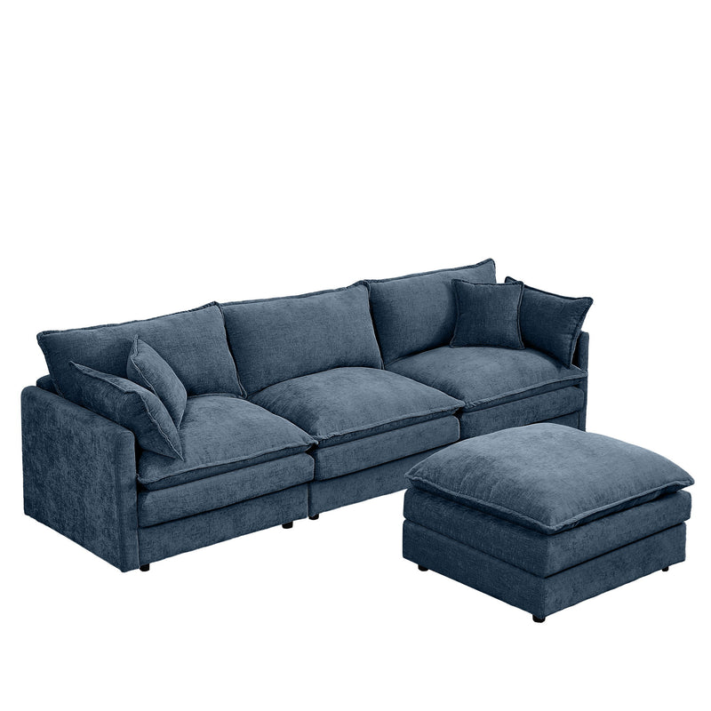 Contemporary Modular Sectional Sofa Set With Movable Ottoman
