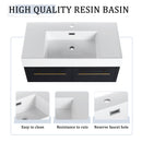 Modern Wall Mounted Bathroom Vanity With Thick Edge Resin Sink And Storage Rack