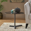 Industrial Style Elliptical Side Table With Aluminum Frame - Bronze