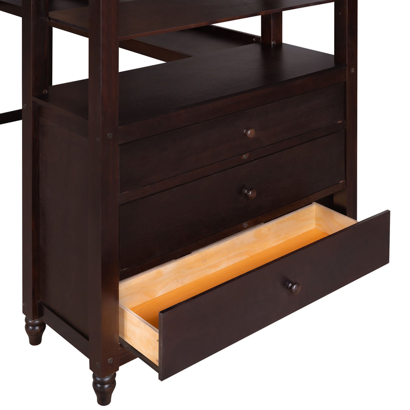 Loft Bed With Drawers With Desk And Shelves