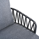 4 Piece Outdoor Patio Furniture Set, Metal Chairs With Woven Rope U Shaped Backrest