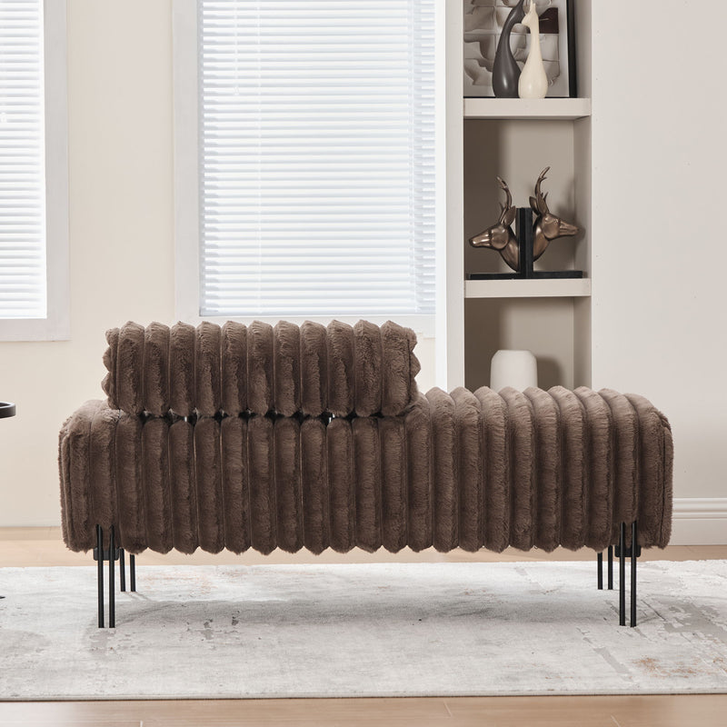 Mini Loveseat With Adjustable Backrest - Brown