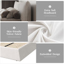 Upholstered Platform Bed With Special Shaped Velvet Headboard