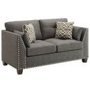 Laurissa - Loveseat With 4 Pillows - Light Charcoal Linen