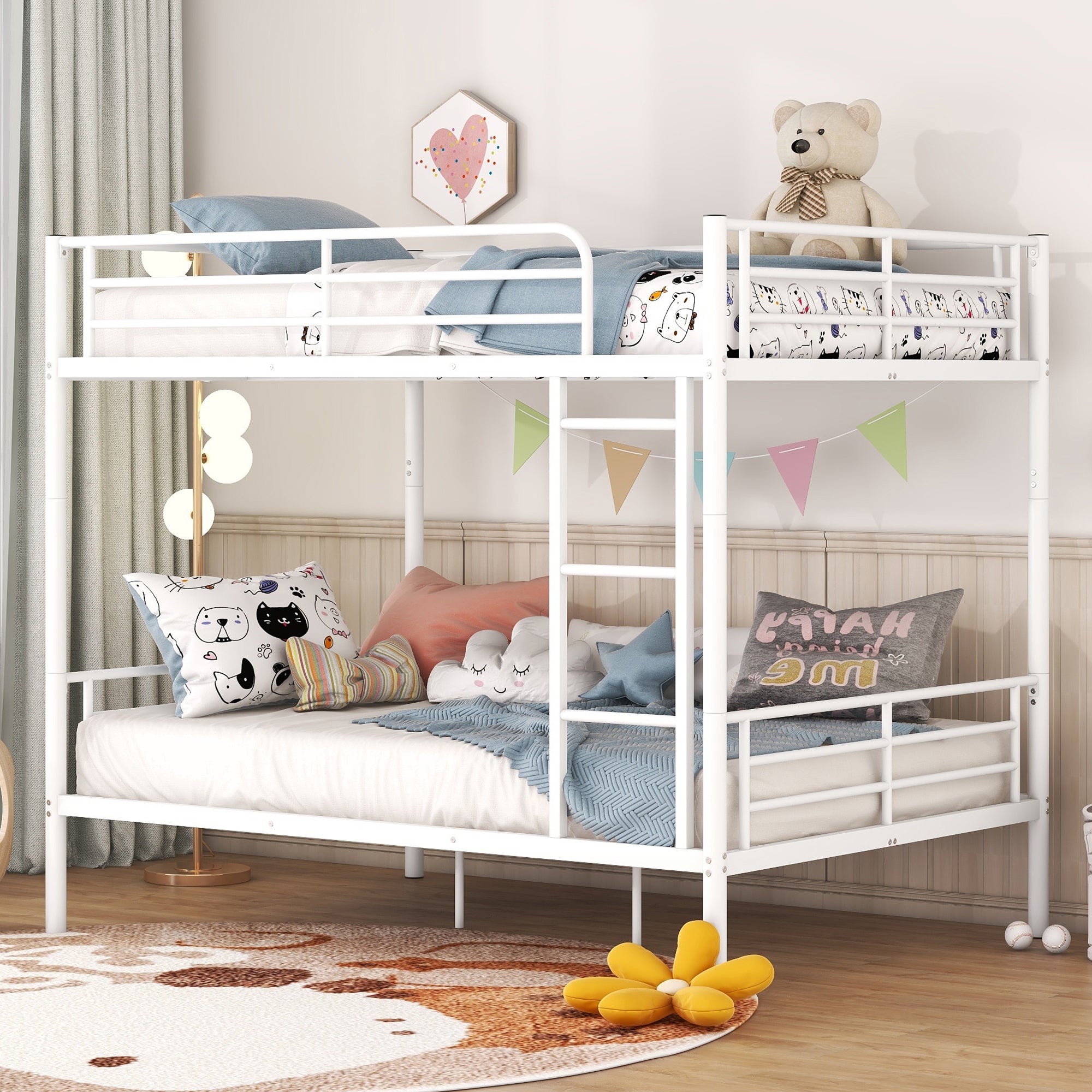 Full Over Full Metal Bunk Bed, White - Atlantic Fine Furniture Melbourne FL