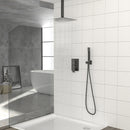 Dual Shower Head 10" Ceiling Mount Square Shower System With Rough In Valve - Matte Black