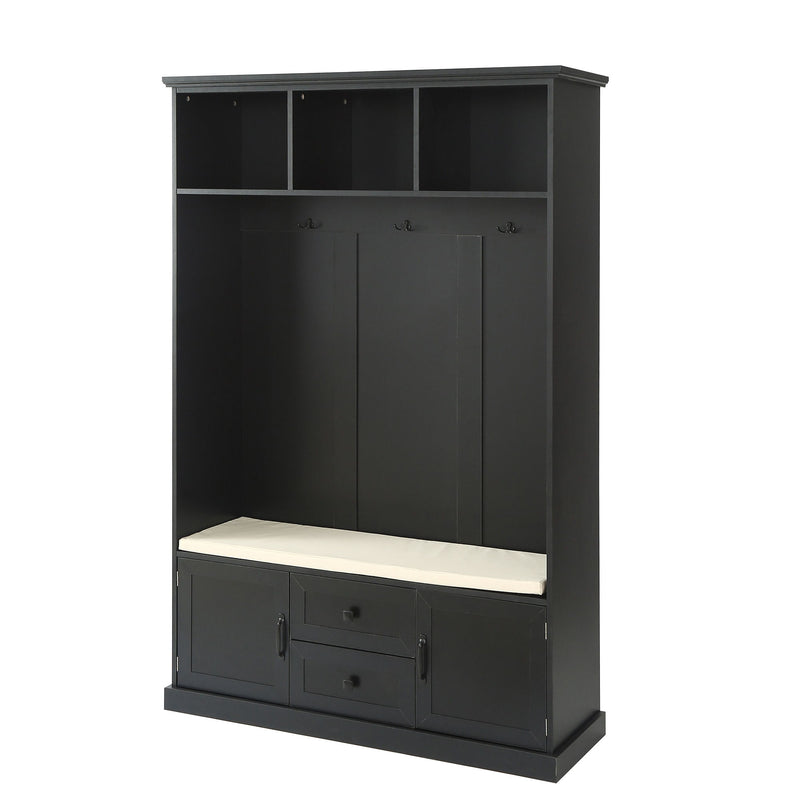 Hall Tree With 3 Hooks, Coat Hanger, Entryway Bench, Storage Bench, 3 In 1 Design