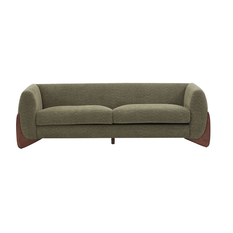 Contemporary Boucle Sherpa Sofa With Birch Wood Legs