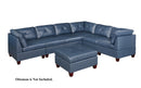 Genuine Leather Ink Blue Tufted 6pc Sectional Set 3x Corner Wedge 3x Armless Chair Living Room Furniture Sofa Couch