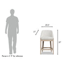 Newport - Coastal Curved Back Upholstered Counter Stool - Two Tone Neutral Gray