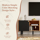 Mid Century TV Stand & 3 Cabinets, Media Console Table For Tvs Up To 70'', Entertainment Center With Storage For Living Room - Black / Brown