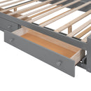 Full Size Wooden Bed With All-in-One Cabinet, Shelf and Sockets, Gray