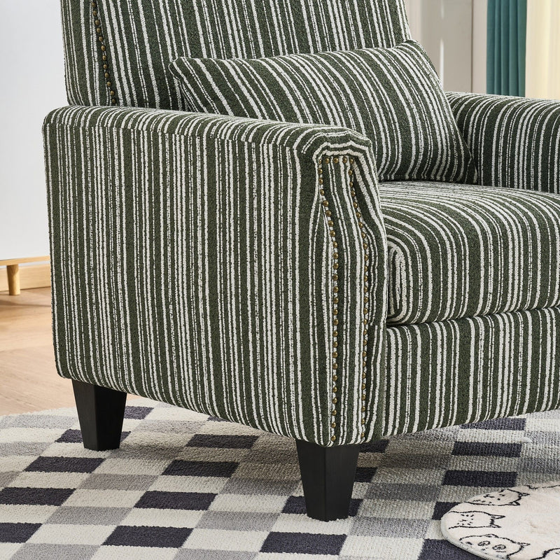 Accent Chair With Arms, Comfy Armchair For Living Room - Green