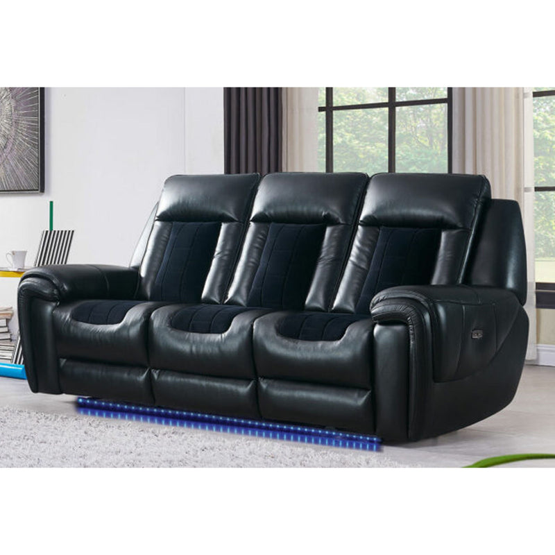Clark - Blanche / Velvet Power Reclining Sofa With LED - Black
