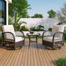 3 Piece Outdoor Chair & Table Set Chat Set, 2 Person Rattan Seating Group