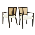 Mid Century Modern Arm Dining Chair Set With Rattan Backrest