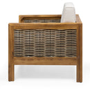 Outdoor 4 Seater Acacia Wood Chat Set With Wicker Accents And Cushions - Teak / Mixed Brown / Beige