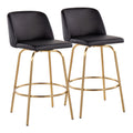 Toriano - Contemporary, Fixed Height Counter Stool With Swivel With Round Footrest (Set of 2)