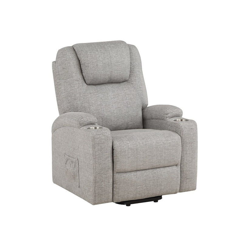 Seat Construction: Pocket Coil Tight Seat & Back Cushion Power Lift 2 Cup Holders Included Cushion Thickness: 6"