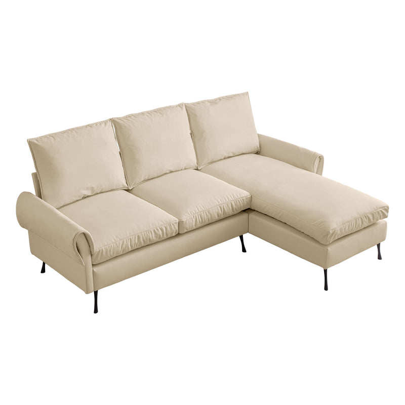 Modern Sectional Technical Leather L-Shaped Sofa Couch With Reversible Chaise Lounge