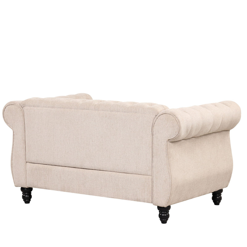 Modern Sofa Dutch Plush, Upholstered Sofa, Solid Wood Legs, Buttoned Tufted Backrest