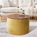 Classic 2 Piece Round Storage Ottoman Set With Drum Shaped Stool
