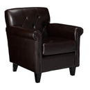 Upholstered Club Chair With Button Tufted Back Rest - Brown
