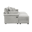 Double Chaise Lounge Set With Reversible Storage Ottomans, USB Port