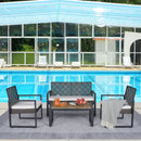 4 Piece Patio Furniture Set With Acacia Wood Table Top And Cushions